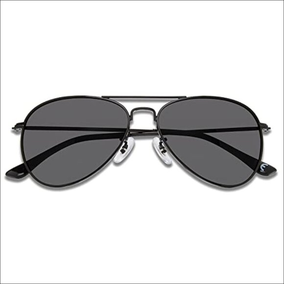 Oversized Aviator Sunglasses, Polarized, Stainless Steel